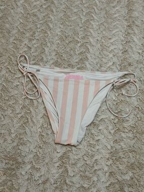 Victoria's Secret pink & white striped bikini bottoms